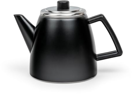 Bredemeijer Tetera pequeña negra de 1,1 litros, de acero inoxidable, doble pared, con filtro de té, para disfrutar del té durante más tiempo