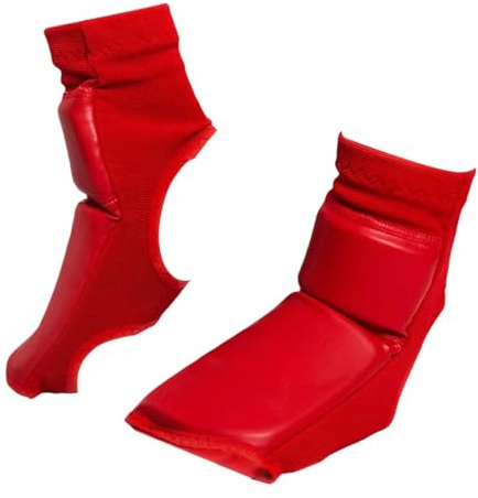 rockible Protezione per i Piedi da Boxe Attrezzatura per Allenamento Sparring Gear Muay Thai Taekwondo Protezione per Piedi in Pelle PU per Kickboxing, Rosso, M