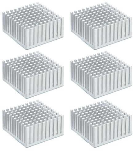 PATIKIL Heatsink 40x40x20mm, 6 Pcs Aluminum Cooler Radiator Heat Sink with Thermal Blue Sticker for Raspberry Pi Chip CPU Power Transistor FET IC Power Amplifier, White