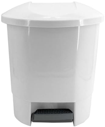 TUKA - Cubo de basura plástico, Cubo basura con pedal, Papelera, Plástico resistente, Libre de BPA (Blanco, 30 Litro)