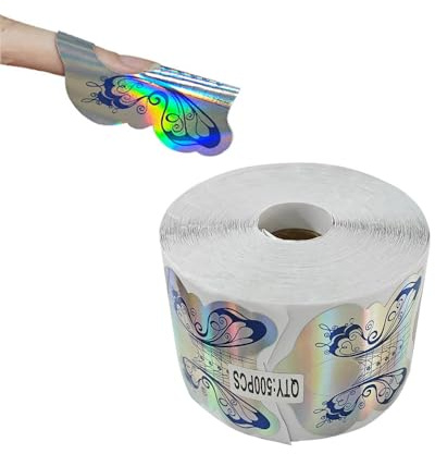 BeautyLeader 500Pcs/Roll Nail Form Sticker Acrylic Tip Laser Nail Extension Forms Butterfly Design Bulider Sticker Rroll Manicure Tool