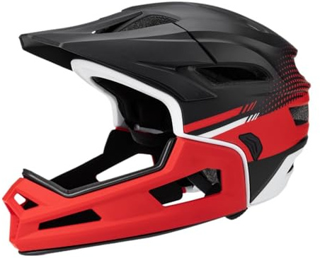 Aymzbd Casco para Bicicleta Ajustable, Casco Integral MTB Mujeres y Hombres con Mentonera Desmontable y Ventilación, Casco Bicicleta Adulto para Patineta, Snowboard, Ciclismo de Montaña, Negro Rojo