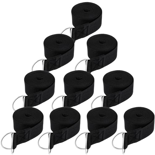10 Pcs Yoga Strap for Stretching Bulk 6ft Exercise Stretch Band with Metal D Ring Adjustable Pilates Non Elastic Yoga Stretch Belt for Women Men Physical Fitness Gym Workout Dance
