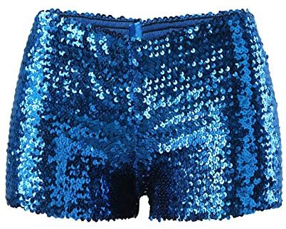Celanisai Pantaloncini con paillettes da donna con glitter a vita alta, sexy, ad alta elasticità, casual, per spettacoli di bar, feste a tema, discoteca, ballo, costume argento