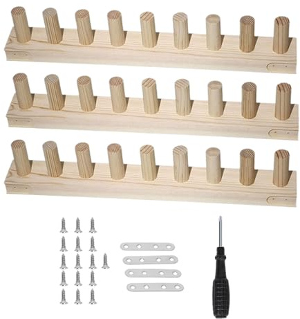 Baoblaze Wooden Knitting Loom Chunky Yarn Blanket Loom for Beginners Easy to Assemble Weaving Frame with Screwdriver Yarn Weaving Tool, 3 Section