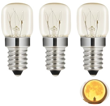 HstiaLving Paquete de 3 bombillas E14 de 25 W para horno, tipo T22, luz blanca cálida de 2700 K, aptas para hornos, parrillas, lámparas de sal, microondas, máquinas de coser y refrigeradores