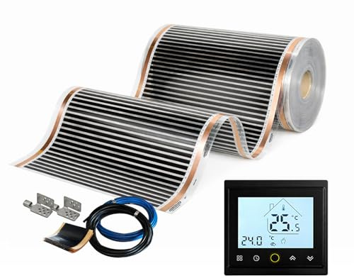 Película calefactora infrarroja Calorique NEO – Calefacción eléctrica por suelo radiante de 100 cm, 150 W/m² – Superficie: 10,0 m² – Incluye termostato WiFi AC603 – Para suelo, pared y techo