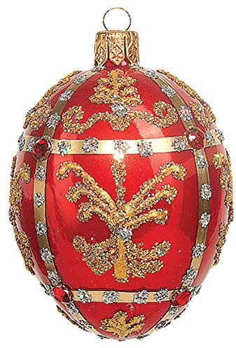 Unbekannt Christbaumkugeln Figure (Faberge Ei 6cm rot) Weihnachtskugeln Weihnachtsbaumschmuck Christbaumschmuck Deko Glas