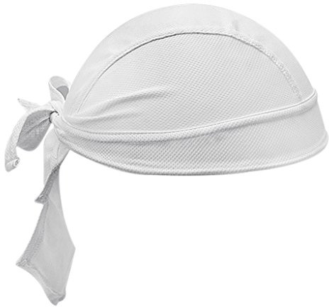 Breathable Quickly Dry Skull Cap Sweat Absorbing Bandana Headscarf Pirate Headwear Anti-UV Head Protection Headband Sports Hiking Skating Cycling Running Riding Head Wrap (White)