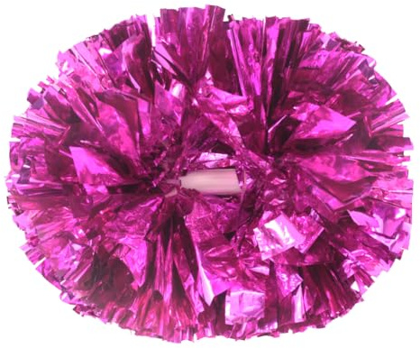 Hooshing 2PCS Hot Pink Pom Poms Cheerleading with Baton Handle for Team Spirit Sports Dance Cheering