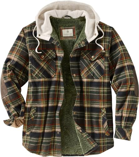 Legendary Whitetails herr Camp Night Berber Lined Hooded Flannel Shirt Jacket Jacka