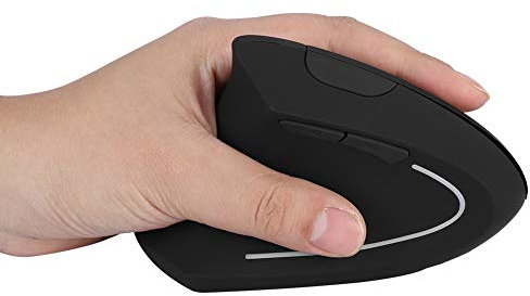 Dilwe Ratón óptico Vertical inalámbrico, 800/1200/1600 PPP Ajustable 6 Botones programables Ratones ergonómicos para Juegos con la Mano Izquierda para PC Computadora portátil