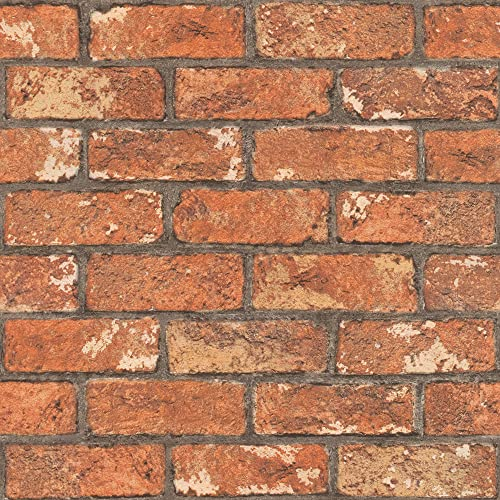 Rasch Wallpaper 278217 - Carta da parati effetto pietra, mattoni in rosso effetto 3D, 10,05 m x 0,53 m (L x P)