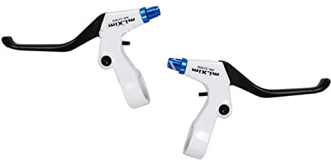 Dickly 1 Paire de Leviers en Alliage D'aluminium Multicolore de Remplacement 2,2 Cm de Diamètre. Poignée de Frein Réglable 2. VTT Vélo de Route BMX, Noir Blanc Bleu