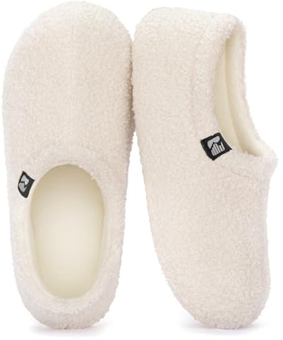 RockDove Women's Teddy Fleece Closed Back Indoor Slipper, Size 8.5 US Women, Off White