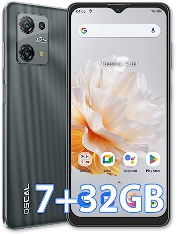 OSCAL Smartphone Offerta 2024, C30 7GB RAM+32GB ROM/1TB-TF Telefono Cellulare, Schermo 6.52 HD+, 12MP+5MP, 5080mAh, Android 12 Smartphone Dual SIM 4G/BT5/5G Wi-Fi/Face ID/OTG/3 Slots