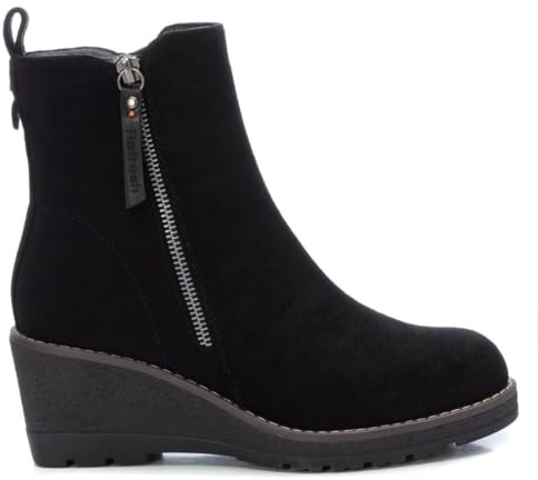 REFRESH Botines Antelina Negro -Altura cuña 6cm-