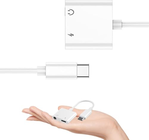 2-in-1 USB C to 3.5mm Jack and USB C to Headphone Adapter, Headphone and Charger Adapter with PD 60W Fast Charge Aux, Compatible with Samsung S21/S22/S23/S24 iPad Air/Pro/Mini, Pixel