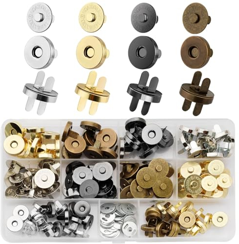 REJOECE 60 Stück Magnetknöpfe, 14mm Magnetverschluss Taschen, Druckknöpfe zum Annähen, 4 Farben Magnetknopf Magnet Druckknopf für Geldtasche Handtaschen Mäntel Windbreaker Rucksack DIY Nähen Handwerk