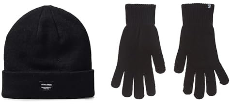 JACK & JONES Strickmütze Schwarz (Black Black) Einheitsgröße Handschuhe Schwarz Einheitsgröße
