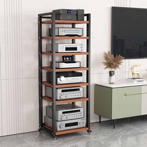 Movable Media Stand Movable 7-Tier AV Media Stand Corner Open Storage Shelf DVD CD Player Stand Audio Rack Tower (Color : A, Size : 50x