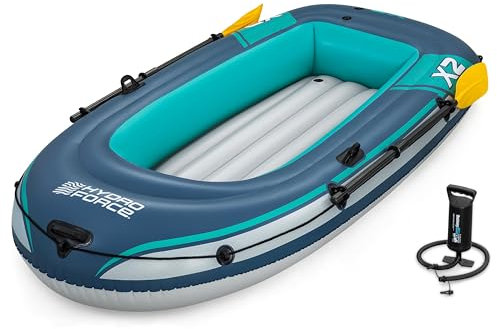 Bestway Hydro Force Schlauchboot-Set Trek X2, 232 x 118 x 37 cm, 2 Personen, 250 kg Belastbarkeit, 3 Luftkammern, Inflata-Shield-Material, inkl. Ruder, Handpumpe, GS-Zertifiziert