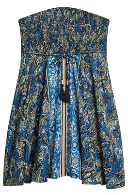 Superdry dam St Tropez bandeau-klänning, Blad marinblå paisley-mönster, 44