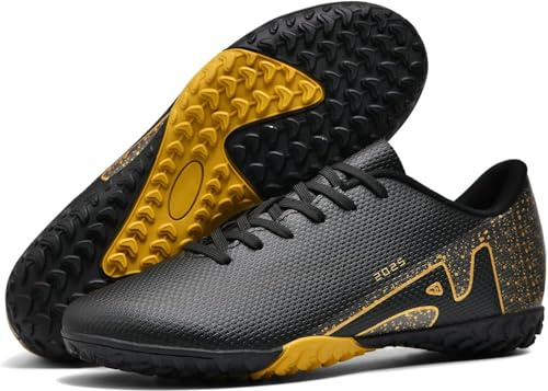 Kmrlofiy Fotbollsskor, herr, spike, mikrofiber, cleats, professionella fotbollsskor, barn, ungdomar, utomhus, sport, sport, träningsskor, sportskor, svart 1, 43 EU