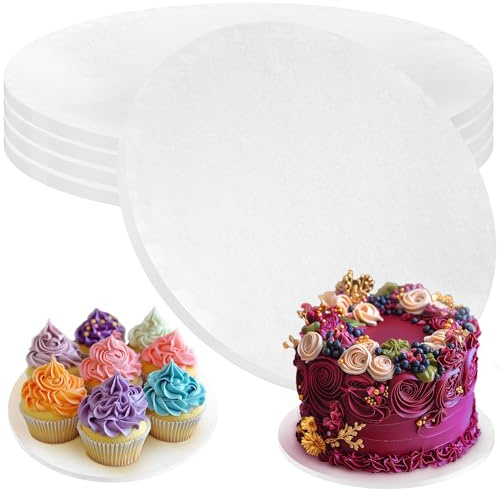 PixiPy Tablas para Tartas - 10 pulgadas / 25 cm, Redondas, Blancas, Paquete de 4 - Bandeja de Cartón para Tambores - Base para Exhibición de Tartas en Niveles - Círculos Inferiores Gruesos