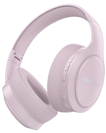Boompods Headpods Pro 2 Over Ear-hörlurar – vikbara Bluetooth-hörlurar, over-ear-design, lätt trådlöst headset med inbyggd mikrofon, 50 timmar trådlös speltid, kudde skum komfort – rosa