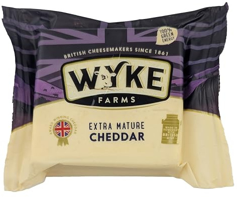 Food-United CHEDDAR-KÄSE weiß und extra reif 200g Stück von WYKE Farms extra mature cheddar cheese 12 Monate gereift englischer Hartkäse perfekt zu Käseplatten Fondue Burger Toasts Pasta Saucen (1)