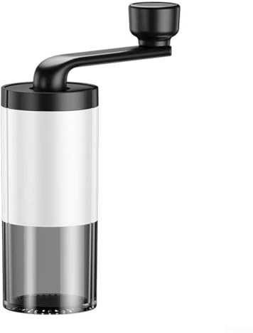 Molinillo de café portátil de manivela con ajustes ajustables para granos de café, especias herramienta de cocina (blanco)