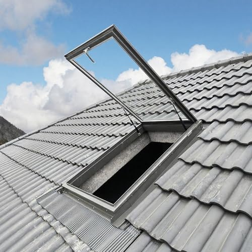qodxcrfv Claraboya de Techo de Salida, Ventana de tejado con Marco de Aluminio Ajustable y Vidrio Templado, Impermeable con Aislamiento Térmico y Acústico para Ático, Sótano, Solarium (78×98cm)
