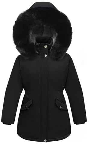 Générique Manteau Enfant Fille Capuche Coupe-Vent Chaude Manteau Manche Longue Doux Automne-Hiver Doudoune Zippée Légère Décontracté Blouson Vacances Sport Enfant Fille Vêtements D'extérieur