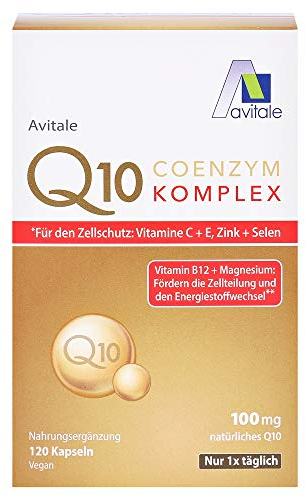 Avitale Coenzym Q10 Komplex Kapseln mit 100mg, rein pflanzlichem Coenzym Q10, Vitamin C, 120 Kapseln