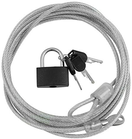 Long 3M Steel Security Vinyl Coated Cable & Padlock Bike/Car/Trailer/Secure Lock
