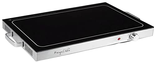 Megachef Electric Warming Tray with Adjustable Temperature Control, 24 in, Silver, Black