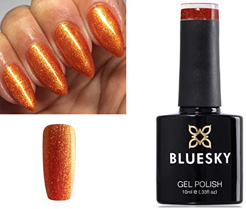 Bluesky Nail Gel Polish Orange Gold Fine Glitter Shimmer Pumpkin JQ08 UV LED Soak Off 10ml (Requires Drying Under LED/UV Lamp)