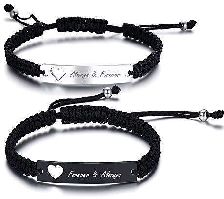 PJ JEWELLERY Always & Forever His Hers Couples Bracelets Matching Bracelets Set Anniversary Promise Gifts Valentine Day Gift for him and her