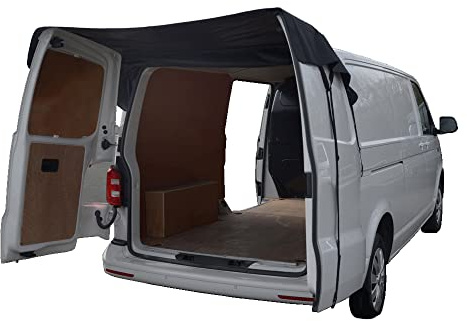 UK Custom Covers To Fit VW Transporter T6/T6.1 (2015 Onwards) Tailored Rear Barn Door Awning Cover Black - BDC401BAD2