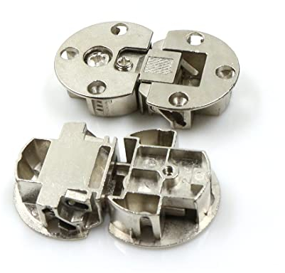 Bisagra para solapas Ajuste de solapas de muebles en 3D a 90 grados, 2 piezas bisagra de muebles para atornillar, soporte de solapas de acero niquelado - Bisagra para puertas de armarios y vitrinas