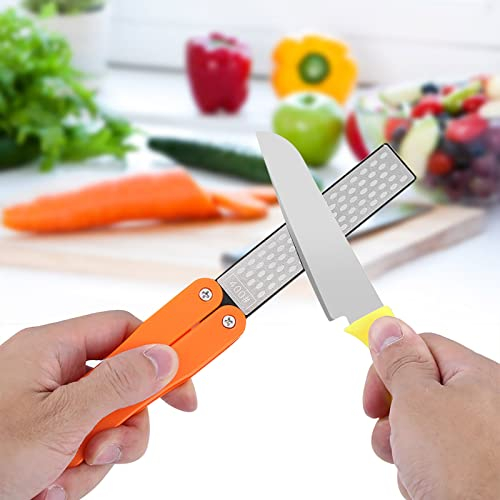 Aiguiseurs de couteau,Affûteur Diamant Pliable À Double Grain D’affûtage Épais/Extrafin 400/600 Grit,poche à double face pierre à aiguiser,pour Cuisine Jardin Outils de Plein Air D'affûtage