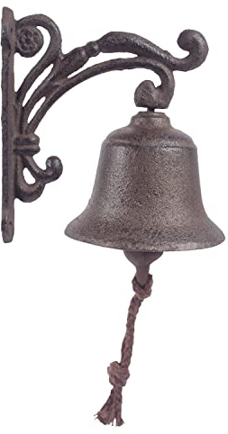 MACOSA SA05590 Nostalgische Wandglocke Metall Braun Wand-Dekoration Glocke Metallglocke Schiffsglocke Bad-Deko Eisenglocke Metallglocke Dekoglocke