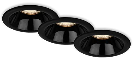 BRILONER - Set di 3 luci da incasso, portalampada da incasso GU10, faretti da incasso, nero, 95x61 mm
