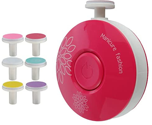 Baby-Nagelschneider, Elektrisch, Baby-Nagelknipser, Sicheres Baby-Nagelfeilen-Kit mit 6 Schleifköpfen für Zehen und Fingernägel von Neugeborenen (Rosenrot)