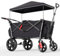 EVER ADVANCED Bollerwagen für 2 Kinder Faltbar mit Dach, Kinderwagen 2x5 Punkt Sicherheitsgurt mit Wickelrucksack, Bollerwagen mit Sitz, Handwagen Transportwagen, Ziehen & Schieben, Fußbremse