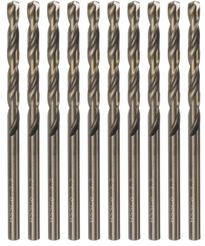 sourcing map 10pcs Cobalt Jobber Drill Bits 3.3mm / 0.13 M35 High Speed Steel HSS Twist Drilling Bit Tool for Stainless Steel Copper Wood Plastic and other Hard Materials