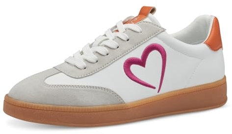 MARCO TOZZI by Guido Maria Kretschmer Damen Sneaker flach mit Schnürsenkeln Freizeit, Mehrfarbig (White/pink), 38 EU