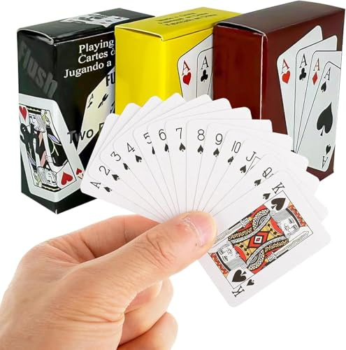 Ethlomoer 3-pack Small Playing Card Deck of Standard Poker Cards - Perfect for Traveling Games and Parties - Miniature Novelty Gift for Card Players in UK