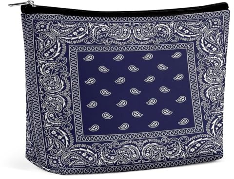 Bolsa de cosméticos portátil con Estampado de pañuelos de Cachemira Tradicional Negra, Bolsa de Almacenamiento multifunción, Bolsa de Maquillaje de PU, Organizador de papelería con Cremallera para la
